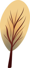 Poster - Abstract tree branch is appearing in flat with golden teardrop backdrop on transparent background
