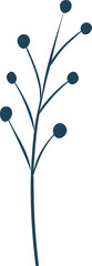 Poster - Showing botanical branch in flat style with curved stems and circular buds on transparent backdrop