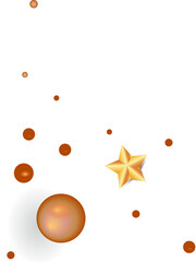 Aufkleber - Flat vector is showing golden star floating among orange gradient spheres on transparent background