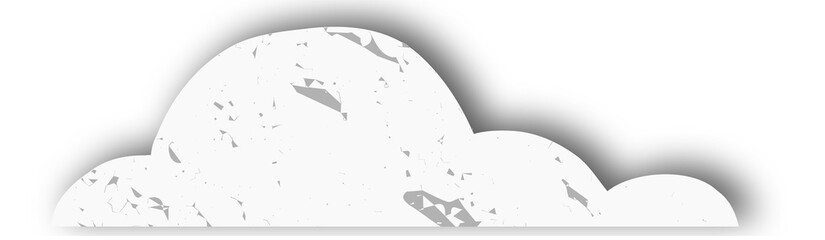 Poster - Cartoon cloud showing black outline and grey-speckled fill in flat design, transparent background