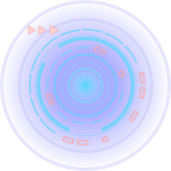 Poster - Futuristic HUD graphic is floating on transparent background, featuring rings and turquoise blocks