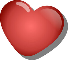 Poster - 3D heart icon is floating on transparent background with gradient shading and drop shadow