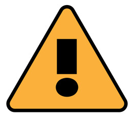 Poster - Flat triangular yellow warning sign is displaying black exclamation mark on transparent background