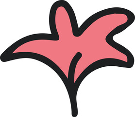 Poster - Pink triple-lobed abstract shape is fanning out in flat design, with transparent background