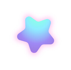 Poster - Flat star blob is floating with cyan violet gradient, neon pink outline and transparent background