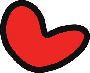 Poster - Red organic shape is floating on transparent background, featuring black outline like stylized bean