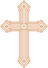 Poster - Ornamental geometric cross shape is being presented in flat design with transparent background