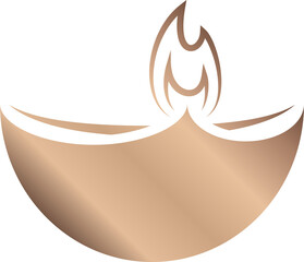 Poster - Stylized oil lamp glowing with abstract flame in golden gradient vector art transparent background