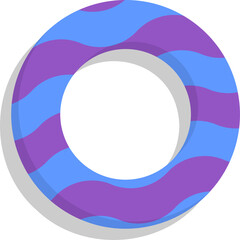 Poster - Abstract torus ring is floating in 3D render with wavy purple-blue stripes on transparent backdrop