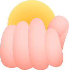 Poster - Rounded pink tubular shapes are floating in 3D design before yellow disc on transparent background