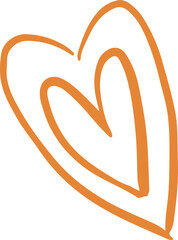 Poster - Abstract heart shapes floating on transparent background, showing two orange brush stroke outlines