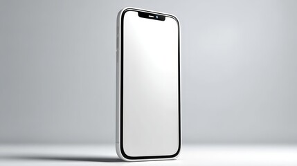 Poster - Black vector illustration of a blank smartphone screen with a metallic button for digital communication technology
