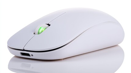 Poster - Illuminated precision, a detailed closeup of modern computer mouse with glowing green light