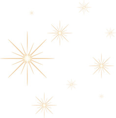 Poster - Golden starburst patterns are shining in flat vector design on transparent background