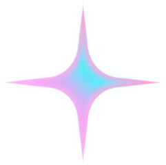 Poster - Abstract star is glowing in flat design with transparent background, pastel cyan pink gradient
