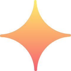 Poster - Flat design four-pointed sparkle icon is glowing, with warm gradient on transparent background