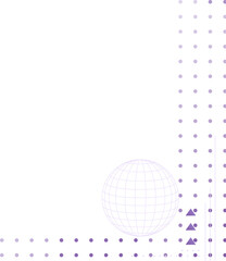 Poster - Flat design is featuring purple wireframe sphere with dots, triangles, bars on transparent backdrop