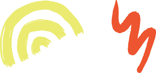 Poster - yellow semi-arch and orange zigzag strokes are being shown in flat vector art on transparent canvas