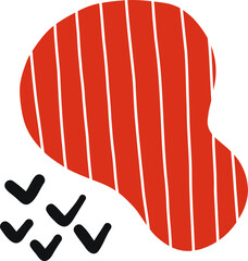 Poster - Red shape with stripes is floating with black check marks on transparent background in flat design