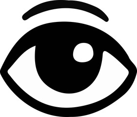 Poster - Displaying flat eye icon showing bold outline, eyebrow shape, pupil reflection on transparent bg