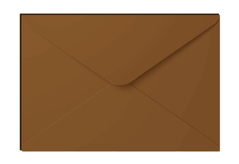 Poster - Closed brown envelope is showing flap folding over edge in flat design with transparent background