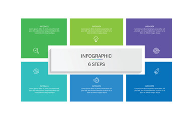 Poster - infographic vector illustration with 6 steps, infographic template design. Can be used for process diagrams, presentations, workflows.