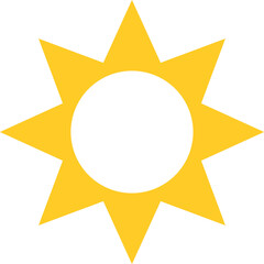 Poster - Abstract sun symbol is shining in flat design with bright yellow rays and transparent background