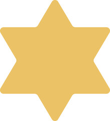 Poster - Flat design yellow six-pointed star is floating on transparent background, acting as emblem