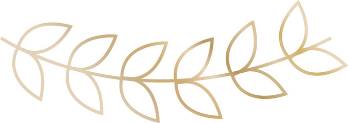 Poster - Golden leaf branch is showing vector curved stem and symmetrical leaves on transparent background
