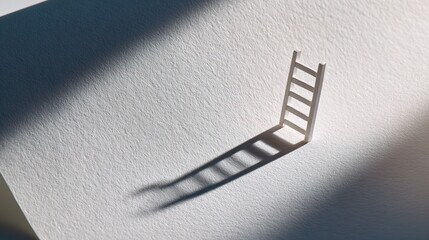 Poster - Tiny Paper Ladder with Shadow on Clean Still Life Scene