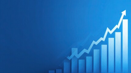 Poster - Blue Business Graph Illustration with upward Trend on Solid Background