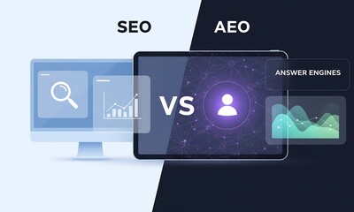 Wall Mural - seo vs aeo: search engine optimization & answer engine optimization