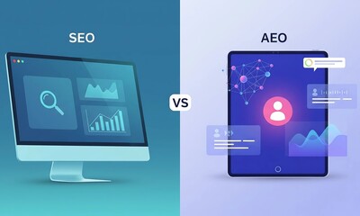 Wall Mural - seo vs. aeo: search engine and answer engine optimization strategies