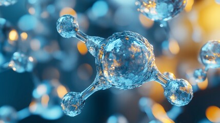 Poster - Futuristic 3D Render of Molecules with Glowing Effects in Abstract Style