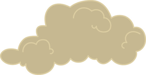 Poster - Puffy cloud illustration is floating on transparent background, featuring tan flat design
