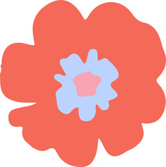 Poster - Abstract flower is displaying coral red, lavender blue, pink vector shapes, transparent background