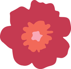 Poster - Abstract flower is showing on transparent background, featuring layered red and orange shapes