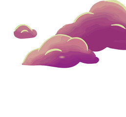 Poster - Abstract clouds are floating in flat design with pink-purple gradients and transparent background
