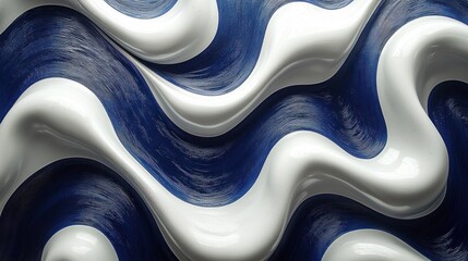 Fototapete - Abstract wavy texture of white and deep blue