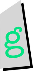 Aufkleber - Flat design neon green g is floating on tilted panel over black shape on transparent background
