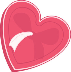 Poster - Heart shape is floating in flat design with pink gradient, glossy highlight, transparent background