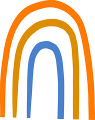 Poster - Abstract rainbow arches are floating on transparent layer in flat design with orange, mustard, blue