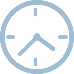 Aufkleber - Minimalist vector clock showing blue frame with central hub, hands and markers, transparent bg