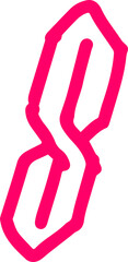 Poster - Bright pink S shape is floating on transparent canvas with hexagon outlines in flat vector design