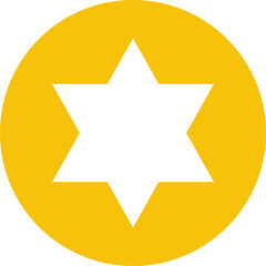 Leinwandbilder - Yellow circle is floating in flat vector art with six-pointed star hole on transparent background