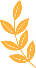 Poster - Stylized plant branch is featuring eight elongated leaves in flat design on transparent background