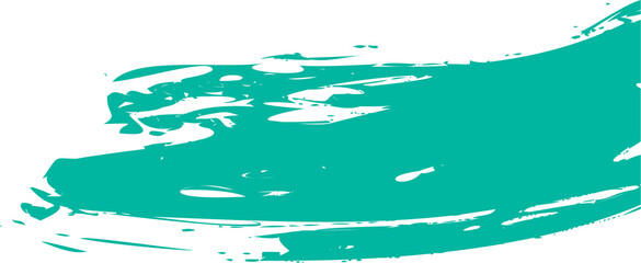 Poster - Flat brushstroke is showing turquoise smear with irregular textured edges on transparent background