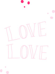 Aufkleber - Flat design is showing uppercase LOVE outlined in pink with pink dots on transparent canvas