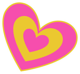 Poster - Stylized flat illustration showing three nested pink and gold hearts on transparent background