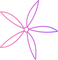 Poster - Flat gradient is showing five pink-to-purple petals fanning out from central circle on clear canvas